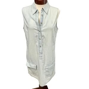 Equipment Femme Chambray Sleeveless Button Front Shirtdress Medium Dress